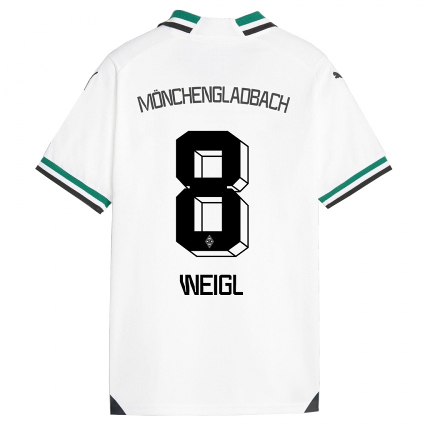 Børn Julian Weigl #8 Hvid Grøn Hjemmebane Spillertrøjer 2023/24 Trøje T-Shirt