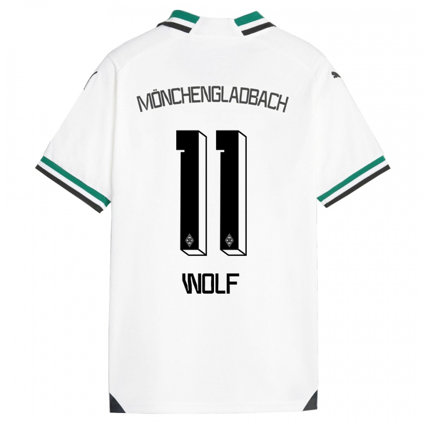 Børn Hannes Wolf #11 Hvid Grøn Hjemmebane Spillertrøjer 2023/24 Trøje T-Shirt