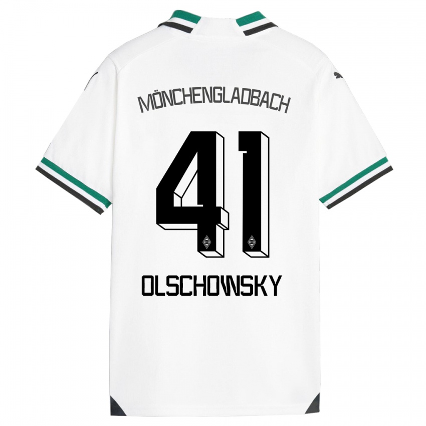 Børn Jan Olschowsky #41 Hvid Grøn Hjemmebane Spillertrøjer 2023/24 Trøje T-Shirt