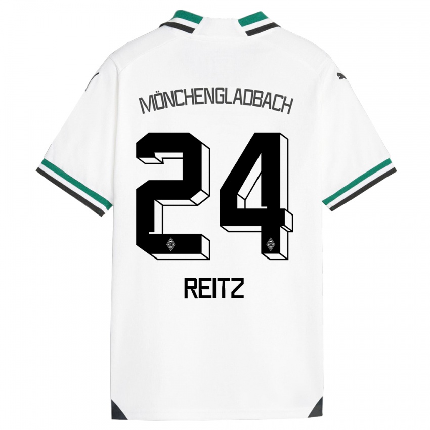 Børn Tony Reitz #24 Hvid Grøn Hjemmebane Spillertrøjer 2023/24 Trøje T-Shirt