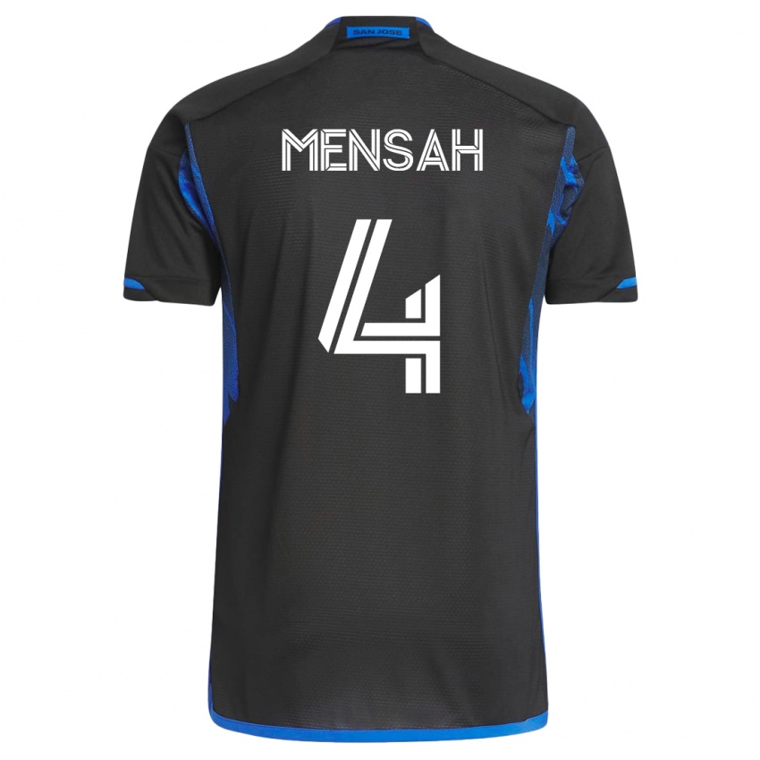 Børn Jonathan Mensah #4 Blå Sort Hjemmebane Spillertrøjer 2023/24 Trøje T-Shirt