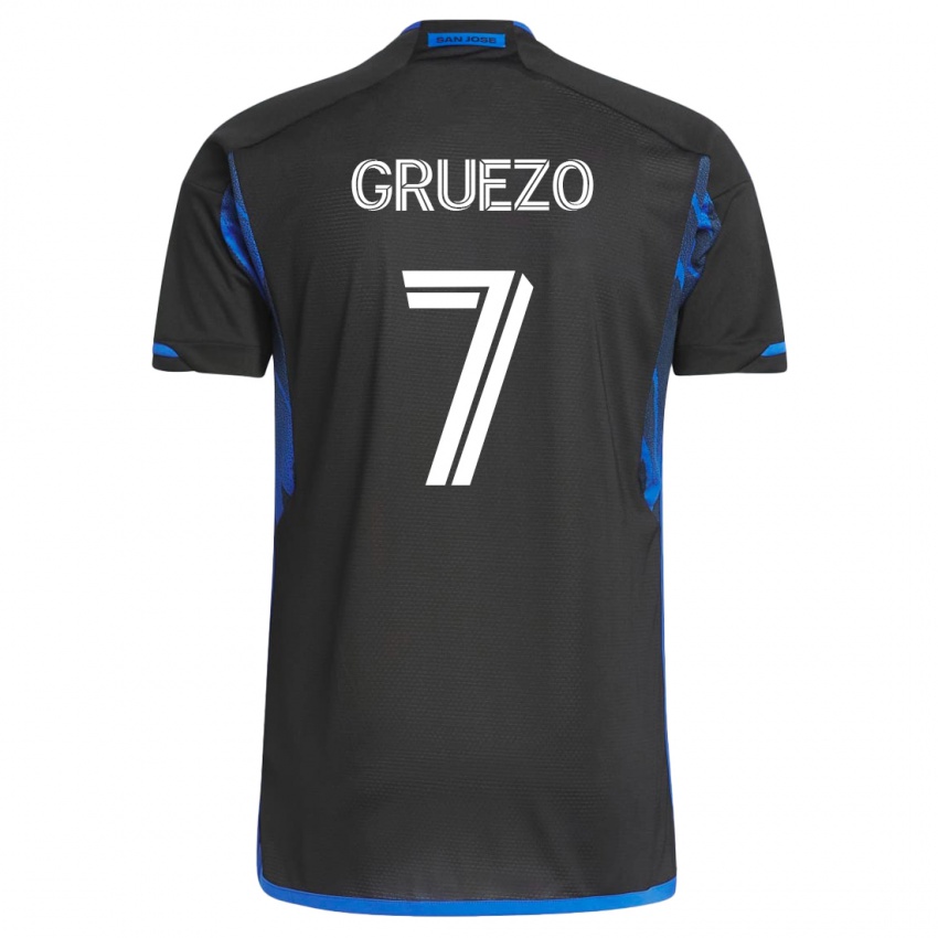 Børn Carlos Gruezo #7 Blå Sort Hjemmebane Spillertrøjer 2023/24 Trøje T-Shirt