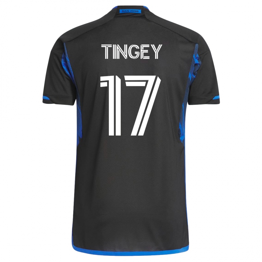 Børn Keegan Tingey #17 Blå Sort Hjemmebane Spillertrøjer 2023/24 Trøje T-Shirt