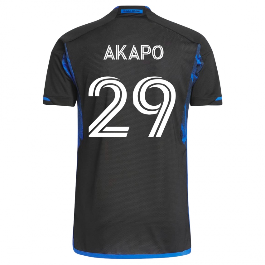 Børn Carlos Akapo #29 Blå Sort Hjemmebane Spillertrøjer 2023/24 Trøje T-Shirt