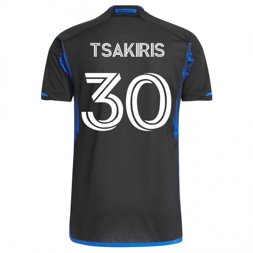 Børn Niko Tsakiris #30 Blå Sort Hjemmebane Spillertrøjer 2023/24 Trøje T-Shirt