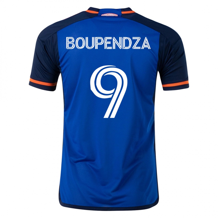 Børn Aaron Boupendza #9 Blå Hjemmebane Spillertrøjer 2023/24 Trøje T-Shirt