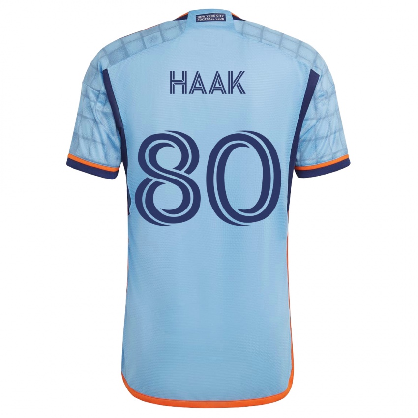 Børn Justin Haak #80 Blå Hjemmebane Spillertrøjer 2023/24 Trøje T-Shirt