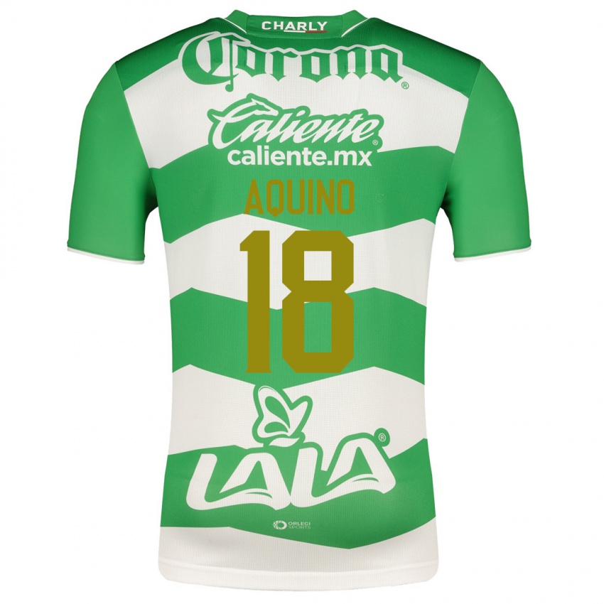 Børn Pedro Aquino #18 Grøn Hjemmebane Spillertrøjer 2023/24 Trøje T-Shirt