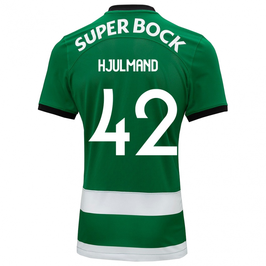 Børn Morten Hjulmand #42 Grøn Hjemmebane Spillertrøjer 2023/24 Trøje T-Shirt