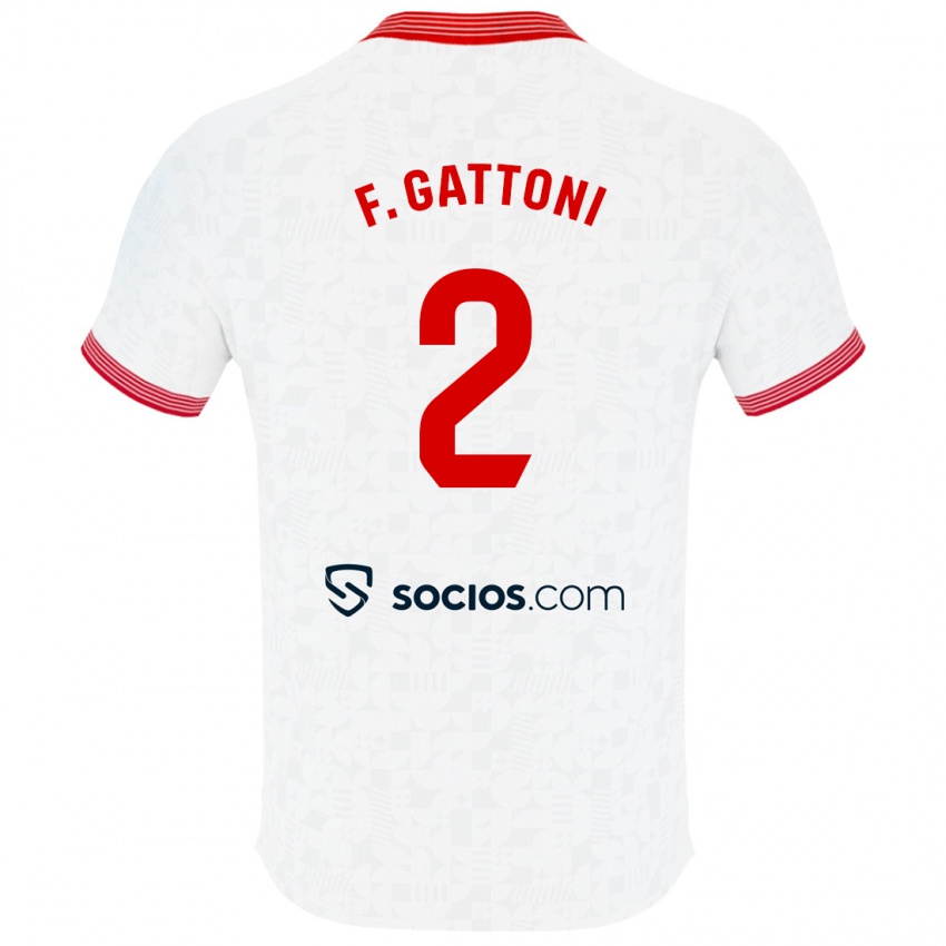 Børn Federico Gattoni #2 Hvid Hjemmebane Spillertrøjer 2023/24 Trøje T-Shirt