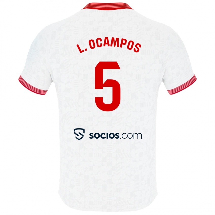 Børn Lucas Ocampos #5 Hvid Hjemmebane Spillertrøjer 2023/24 Trøje T-Shirt