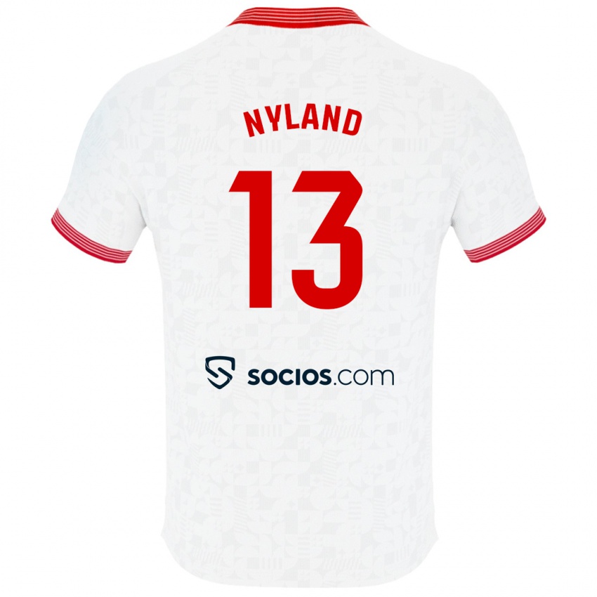 Børn Ørjan Nyland #13 Hvid Hjemmebane Spillertrøjer 2023/24 Trøje T-Shirt