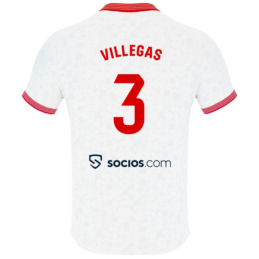 Børn Juancho Villegas #3 Hvid Hjemmebane Spillertrøjer 2023/24 Trøje T-Shirt