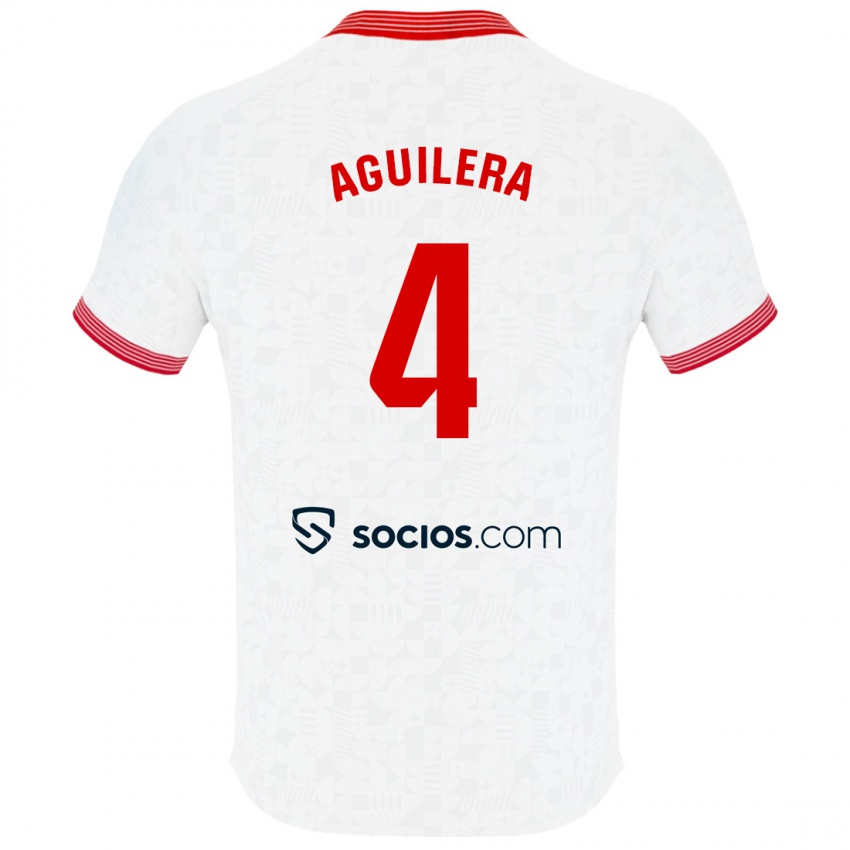 Børn Juanan Aguilera #4 Hvid Hjemmebane Spillertrøjer 2023/24 Trøje T-Shirt