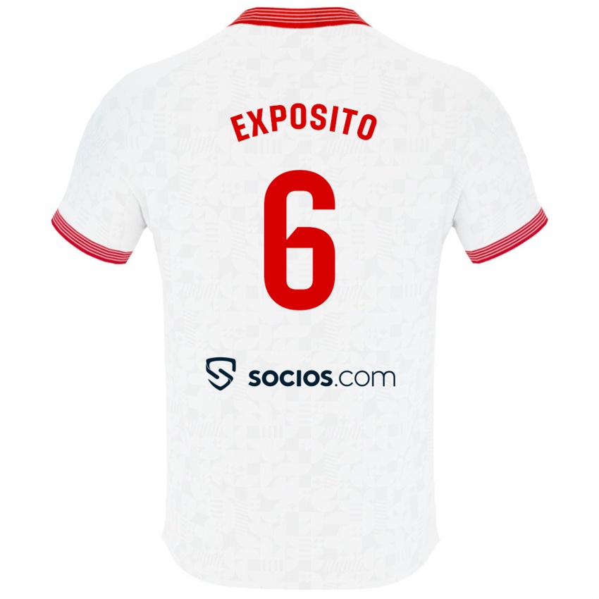 Børn Marcelo Expósito #6 Hvid Hjemmebane Spillertrøjer 2023/24 Trøje T-Shirt