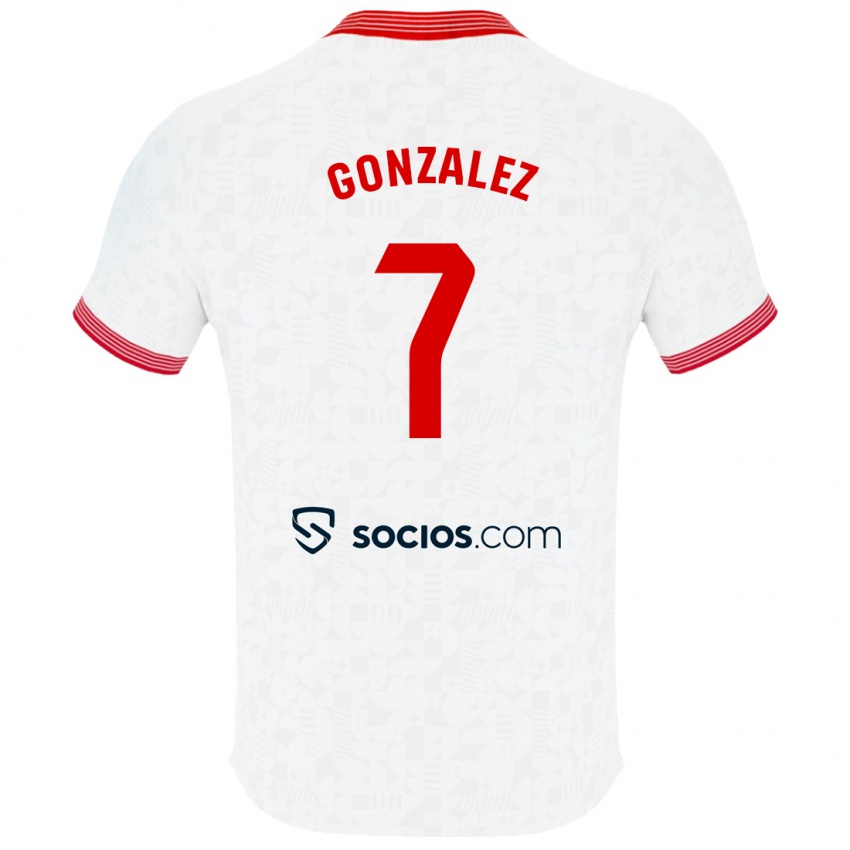 Børn Juan González #7 Hvid Hjemmebane Spillertrøjer 2023/24 Trøje T-Shirt