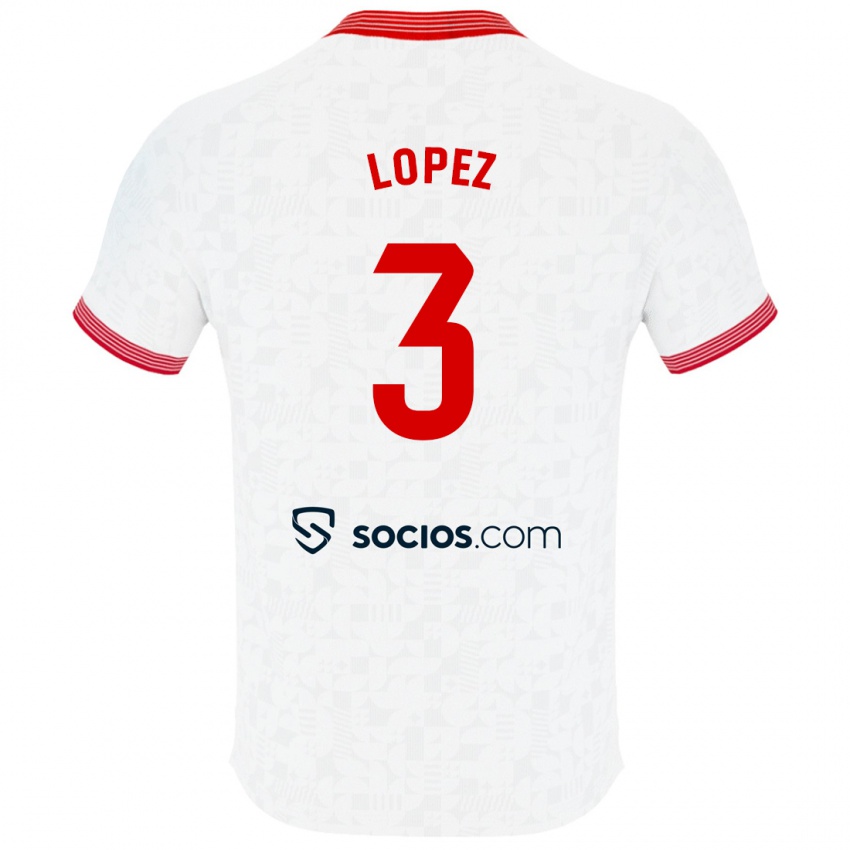 Børn David López #3 Hvid Hjemmebane Spillertrøjer 2023/24 Trøje T-Shirt