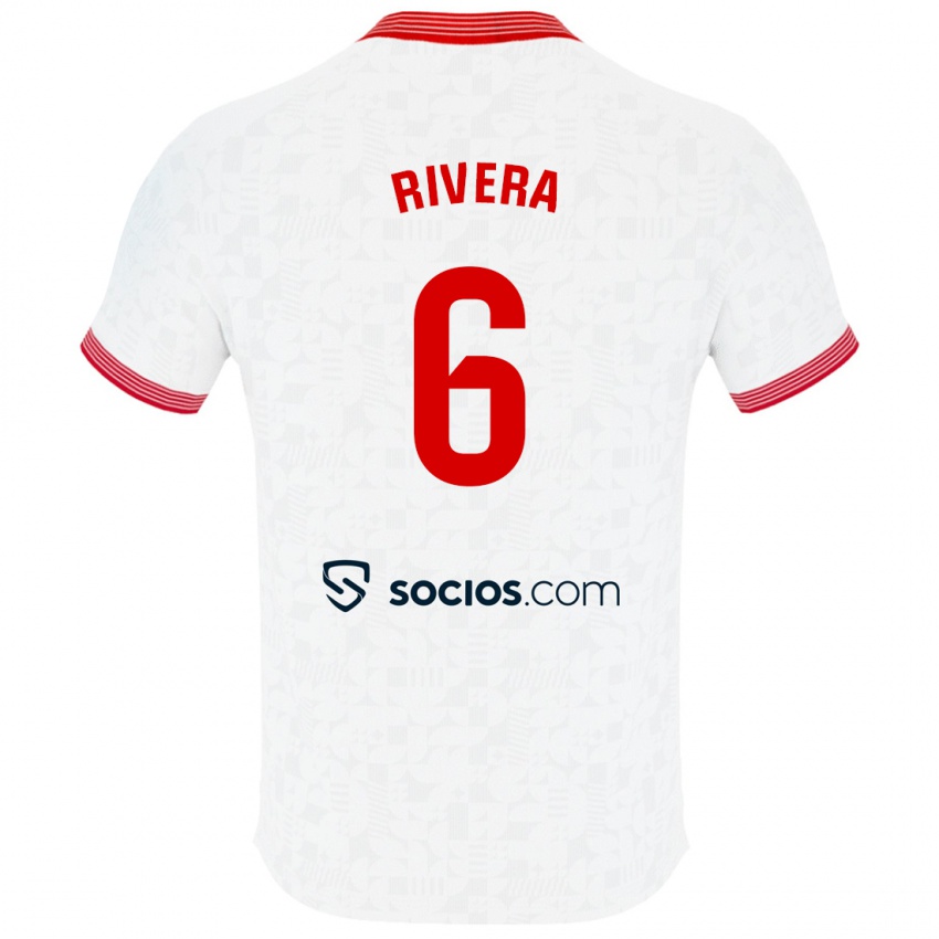 Børn Pablo Rivera #6 Hvid Hjemmebane Spillertrøjer 2023/24 Trøje T-Shirt