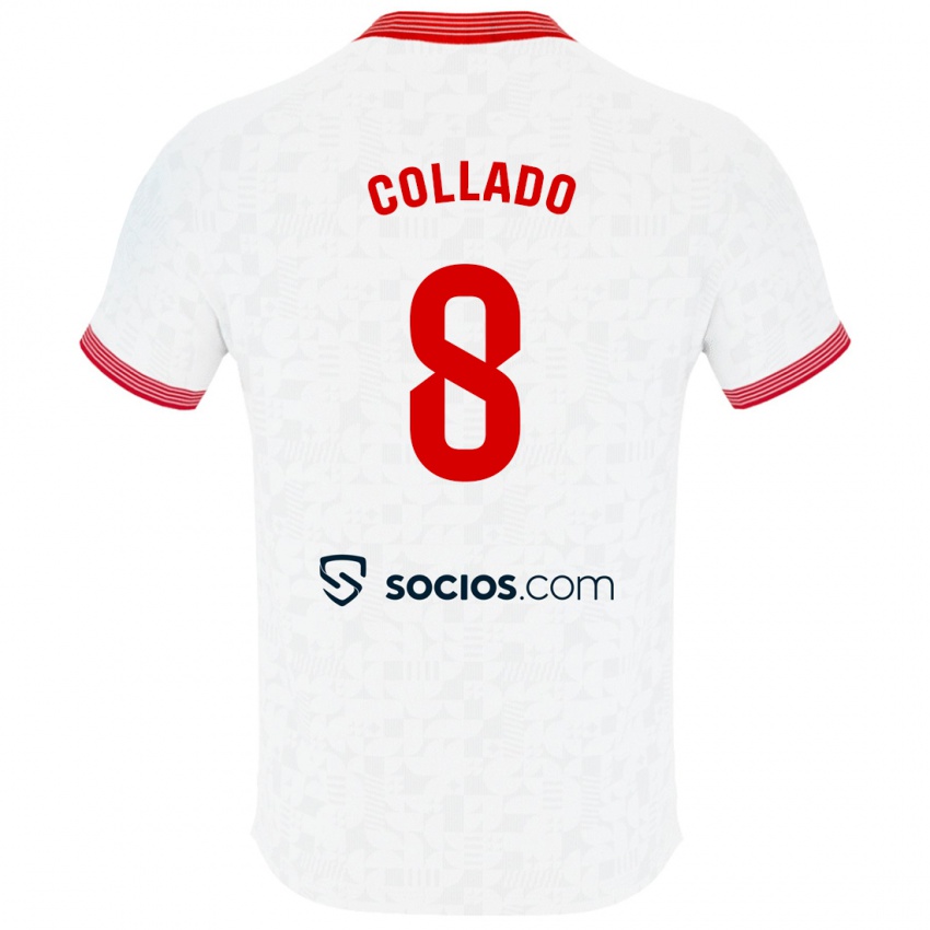 Børn Alberto Collado #8 Hvid Hjemmebane Spillertrøjer 2023/24 Trøje T-Shirt