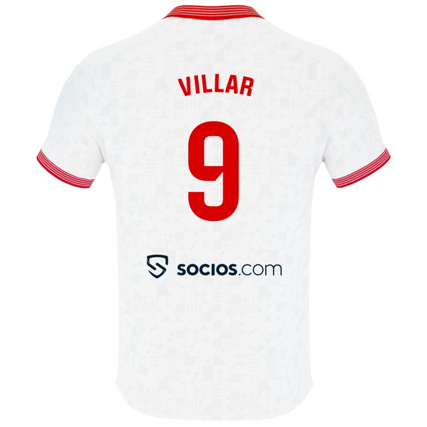 Børn Iker Villar #9 Hvid Hjemmebane Spillertrøjer 2023/24 Trøje T-Shirt