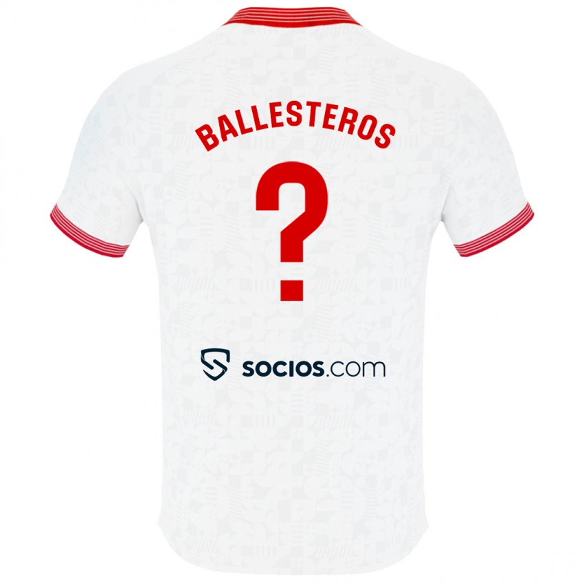 Børn Gonzalo Ballesteros #0 Hvid Hjemmebane Spillertrøjer 2023/24 Trøje T-Shirt