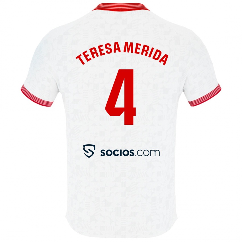 Børn Teresa Merida #4 Hvid Hjemmebane Spillertrøjer 2023/24 Trøje T-Shirt