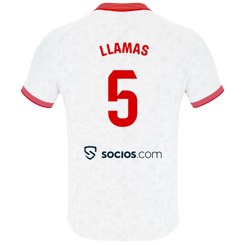 Børn Eva Llamas Hernández #5 Hvid Hjemmebane Spillertrøjer 2023/24 Trøje T-Shirt