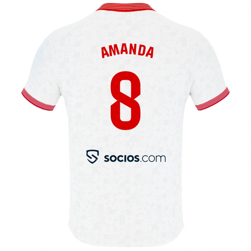 Børn Amanda Sampedro Bustos #8 Hvid Hjemmebane Spillertrøjer 2023/24 Trøje T-Shirt