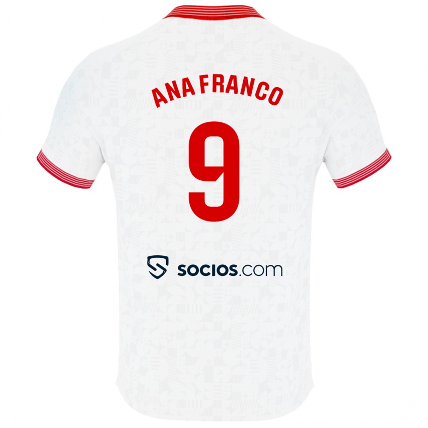 Børn Ana Franco De La Vega #9 Hvid Hjemmebane Spillertrøjer 2023/24 Trøje T-Shirt