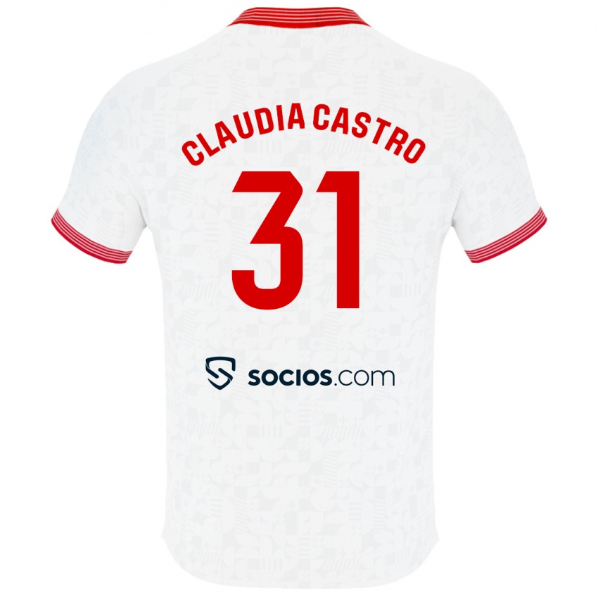Børn Claudia Castro Romero #31 Hvid Hjemmebane Spillertrøjer 2023/24 Trøje T-Shirt