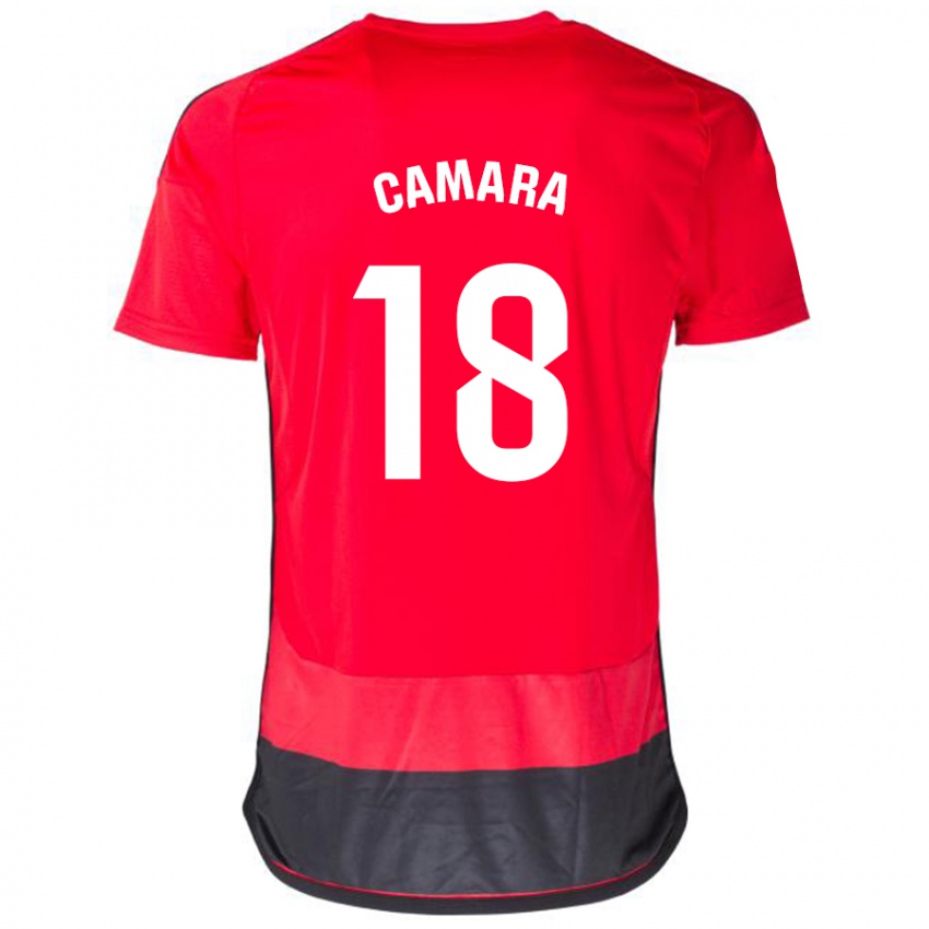 Børn Aaron Cámara #18 Rød Sort Hjemmebane Spillertrøjer 2023/24 Trøje T-Shirt