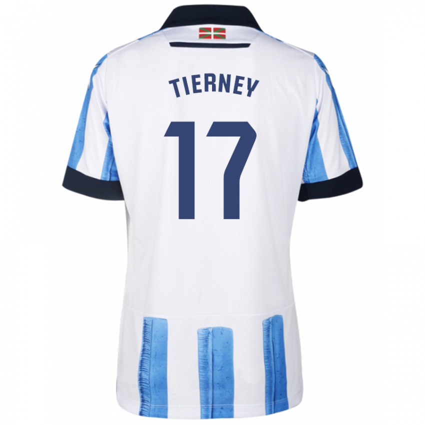Børn Kieran Tierney #17 Blå Hvid Hjemmebane Spillertrøjer 2023/24 Trøje T-Shirt