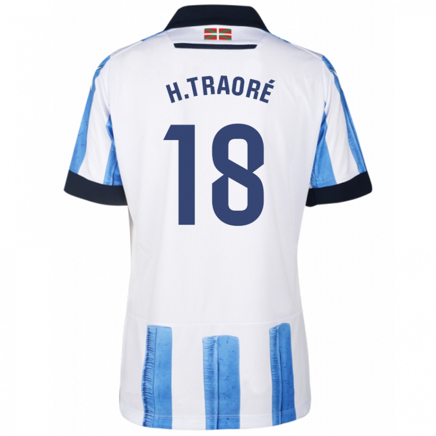 Børn Hamari Traoré #18 Blå Hvid Hjemmebane Spillertrøjer 2023/24 Trøje T-Shirt