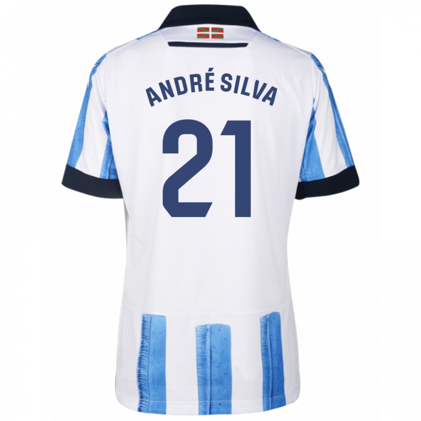 Børn Andre Silva #21 Blå Hvid Hjemmebane Spillertrøjer 2023/24 Trøje T-Shirt