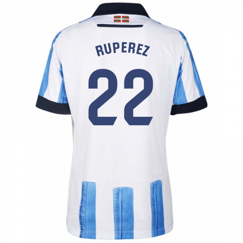 Børn Iñaki Rupérez #22 Blå Hvid Hjemmebane Spillertrøjer 2023/24 Trøje T-Shirt