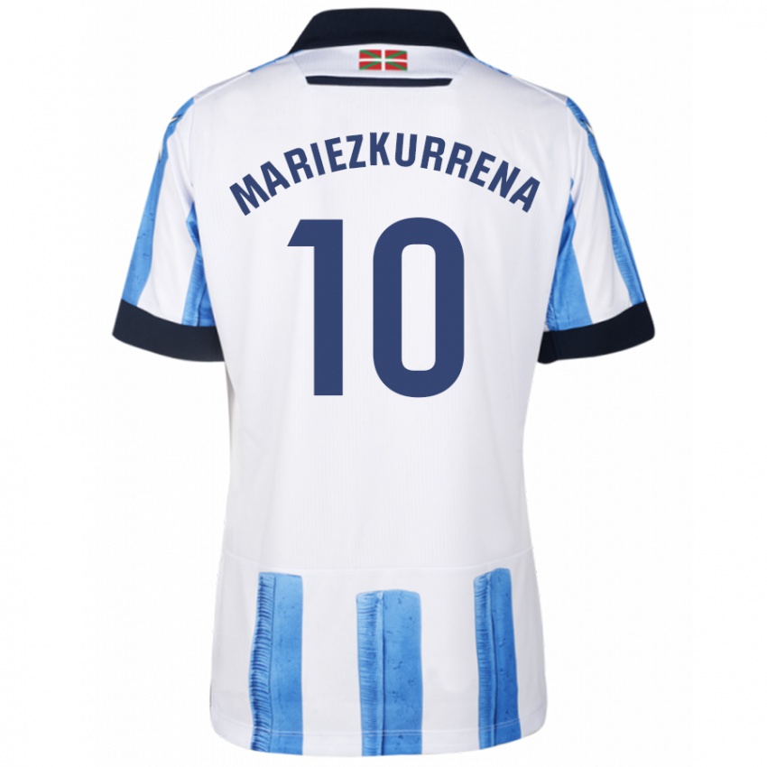 Børn Arkaitz Mariezkurrena #10 Blå Hvid Hjemmebane Spillertrøjer 2023/24 Trøje T-Shirt