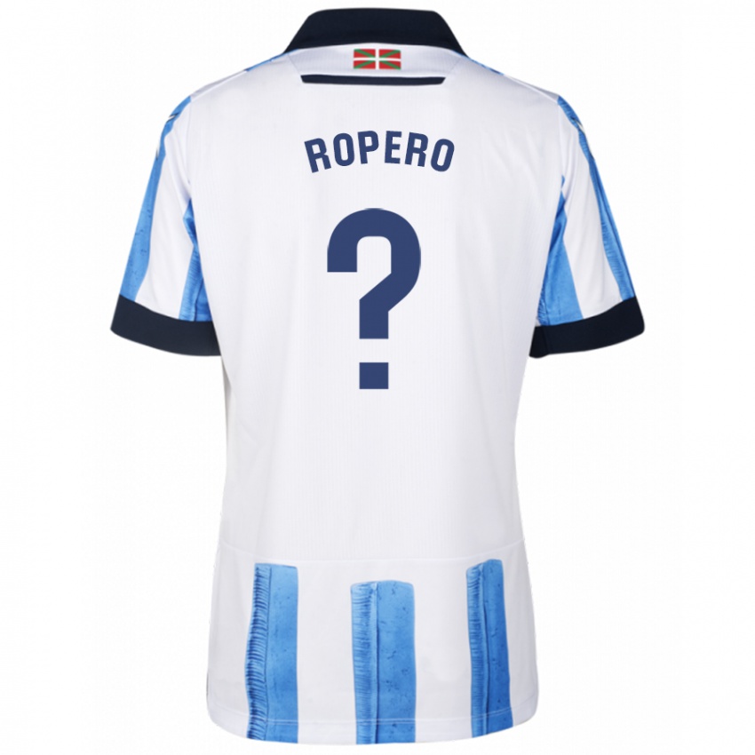 Børn Iker Ropero #0 Blå Hvid Hjemmebane Spillertrøjer 2023/24 Trøje T-Shirt