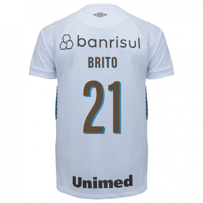 Børn Brito #21 Hvid Udebane Spillertrøjer 2023/24 Trøje T-Shirt