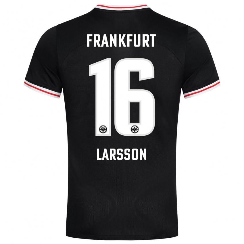 Børn Hugo Larsson #16 Sort Udebane Spillertrøjer 2023/24 Trøje T-Shirt