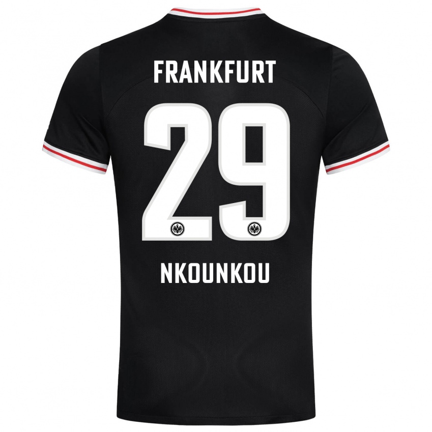 Børn Niels Nkounkou #29 Sort Udebane Spillertrøjer 2023/24 Trøje T-Shirt