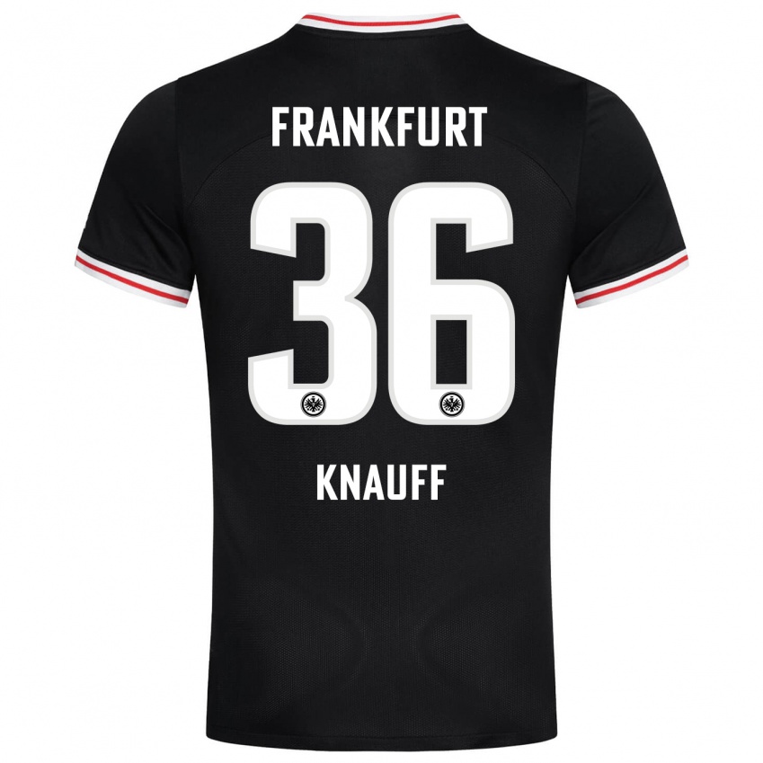 Børn Ansgar Knauff #36 Sort Udebane Spillertrøjer 2023/24 Trøje T-Shirt