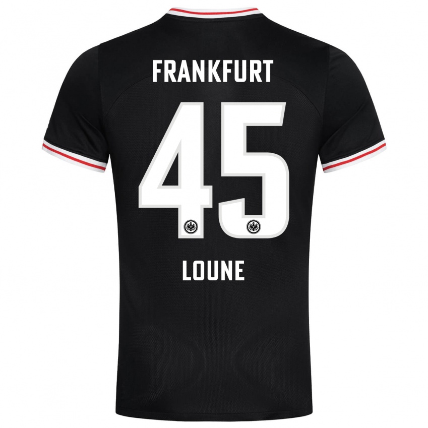 Børn Mehdi Loune #45 Sort Udebane Spillertrøjer 2023/24 Trøje T-Shirt