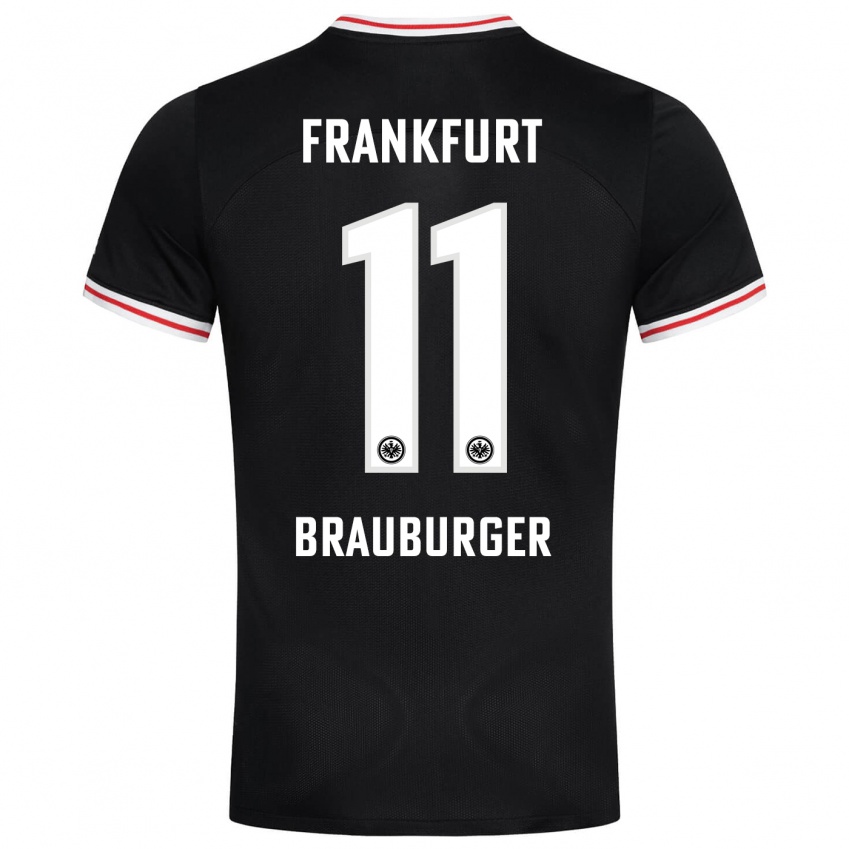 Børn Maximilian Brauburger #11 Sort Udebane Spillertrøjer 2023/24 Trøje T-Shirt