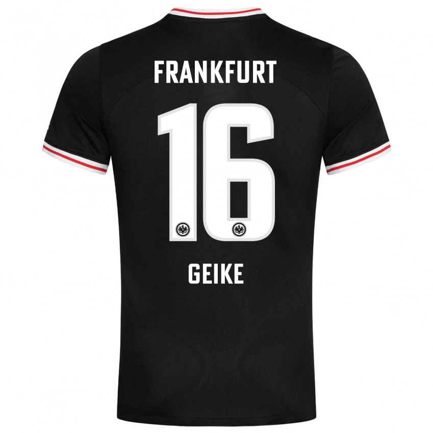 Børn Jonah Geike #16 Sort Udebane Spillertrøjer 2023/24 Trøje T-Shirt