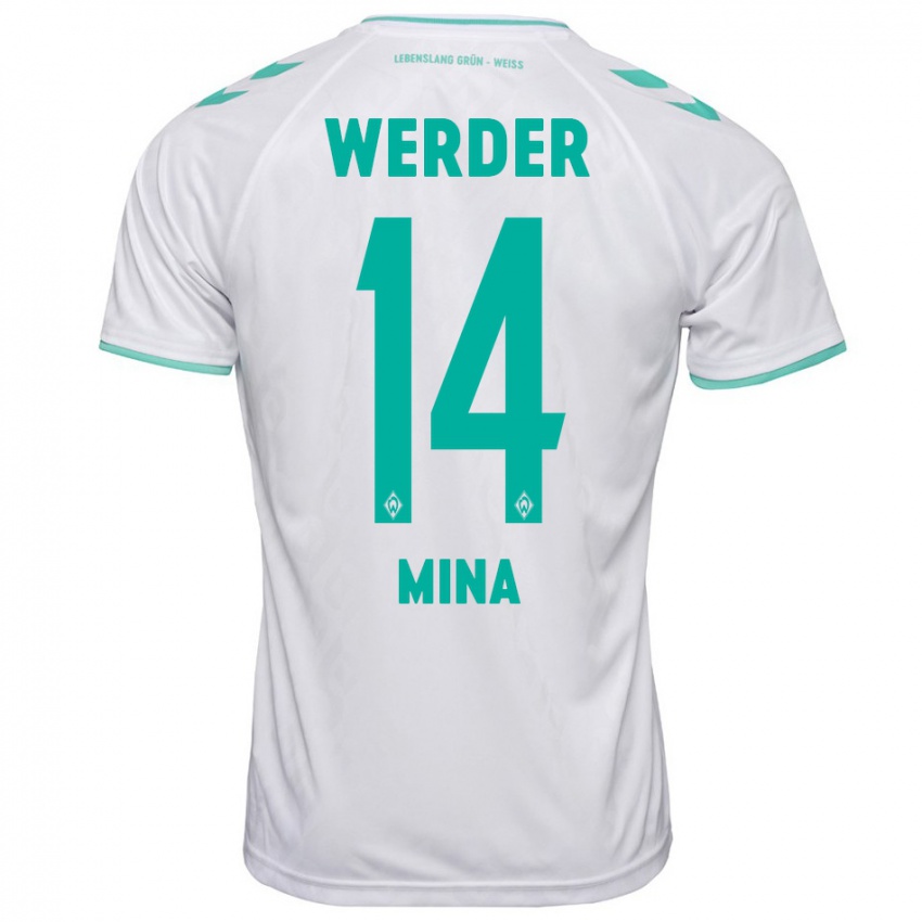 Børn Johan Mina #14 Hvid Udebane Spillertrøjer 2023/24 Trøje T-Shirt