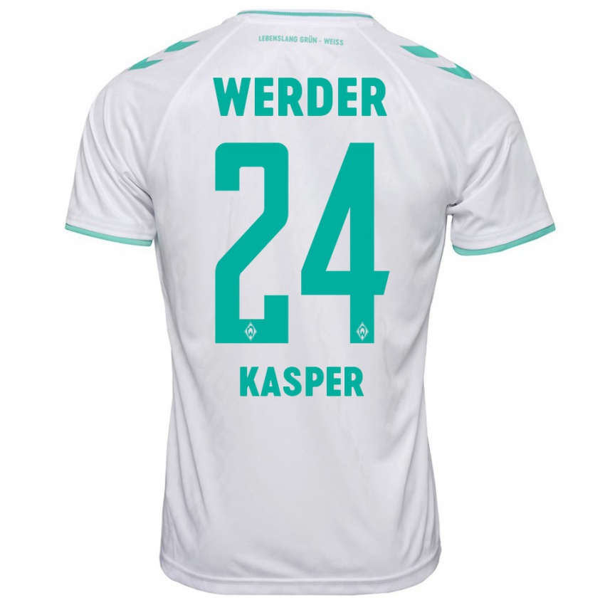 Børn Dominik Kasper #24 Hvid Udebane Spillertrøjer 2023/24 Trøje T-Shirt
