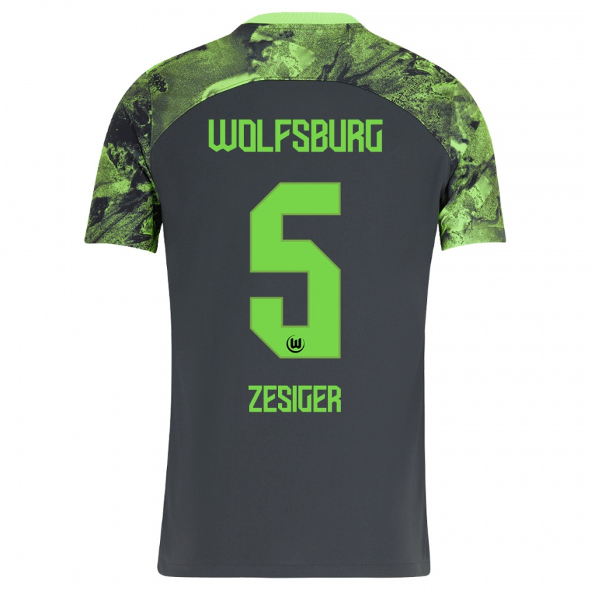 Børn Cédric Zesiger #5 Mørkegrå Udebane Spillertrøjer 2023/24 Trøje T-Shirt