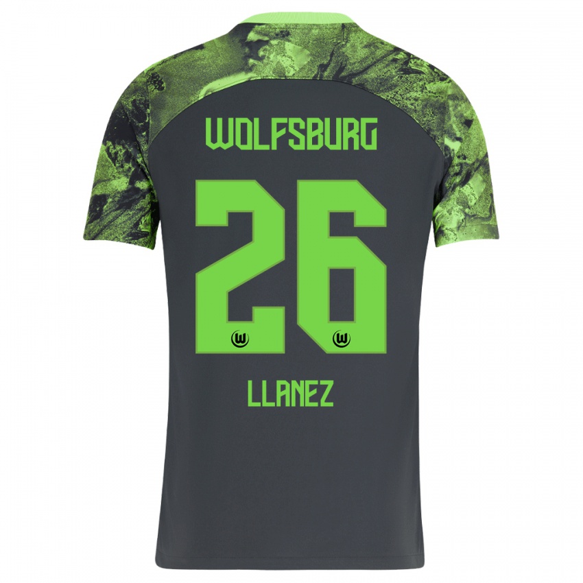 Børn Ulysses Llanez #26 Mørkegrå Udebane Spillertrøjer 2023/24 Trøje T-Shirt