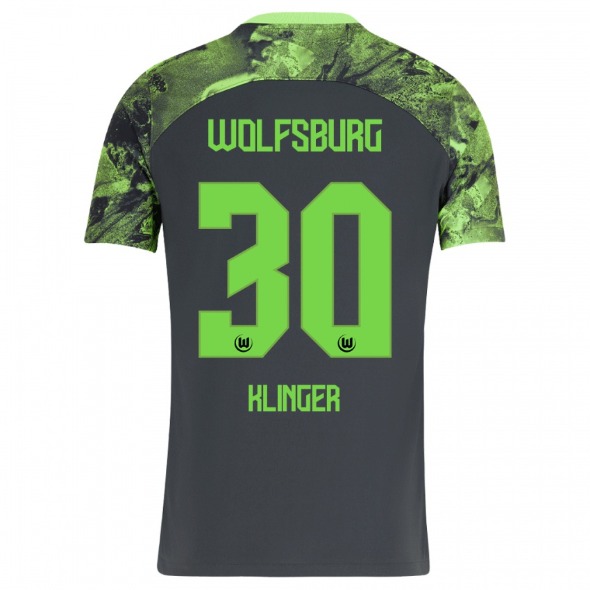 Børn Niklas Klinger #30 Mørkegrå Udebane Spillertrøjer 2023/24 Trøje T-Shirt