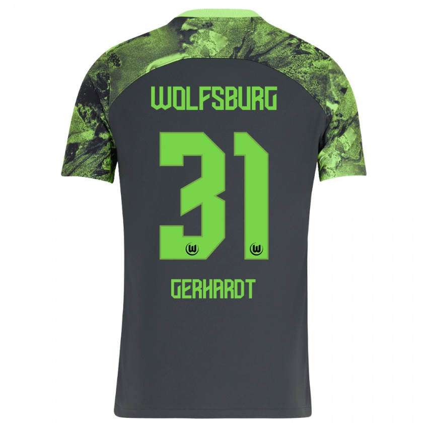 Børn Yannick Gerhardt #31 Mørkegrå Udebane Spillertrøjer 2023/24 Trøje T-Shirt